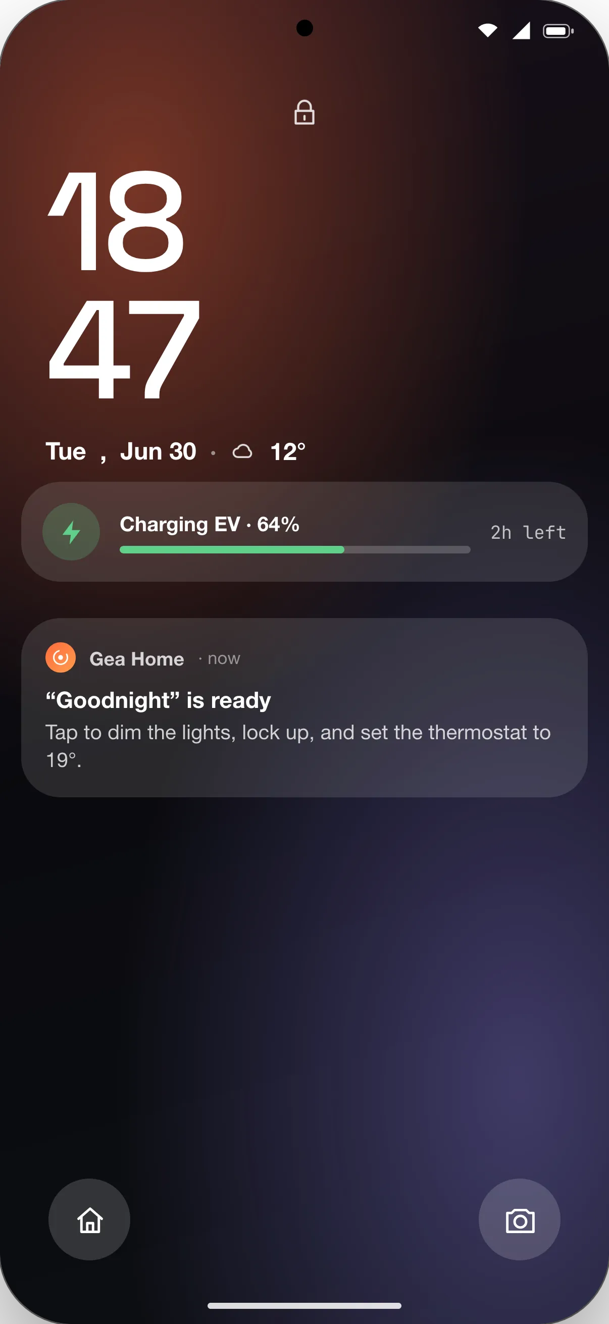 A GEA lock-screen UI running natively on Android