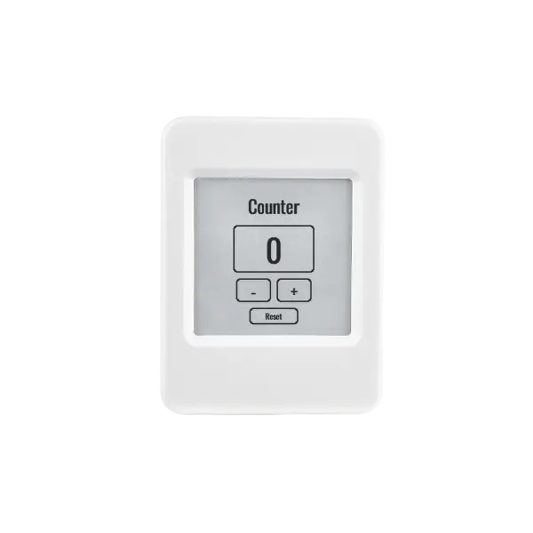 Counter app running on a geaOS e-ink board