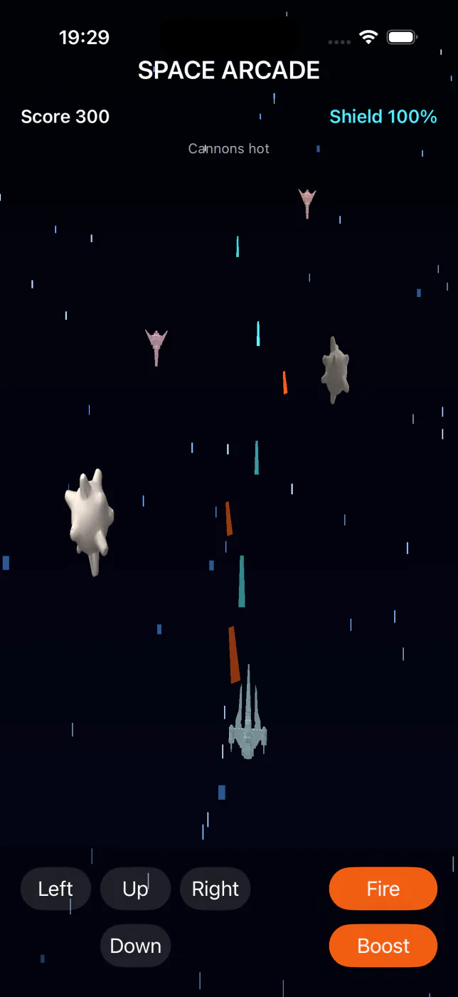 A 3D Metal-rendered arcade game running natively on iOS