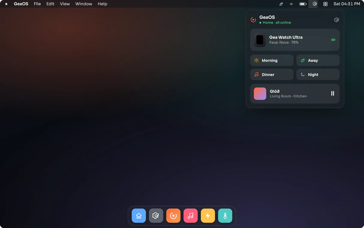 A GEA menu-bar UI on macOS
