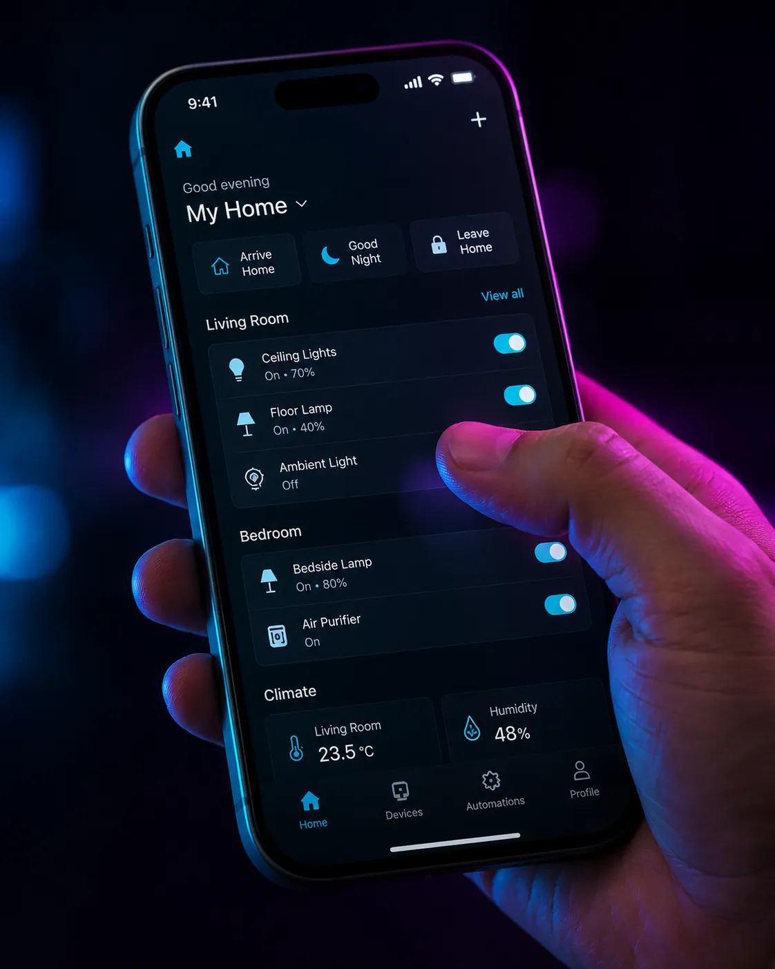 iOS app built with GEA, held in hand